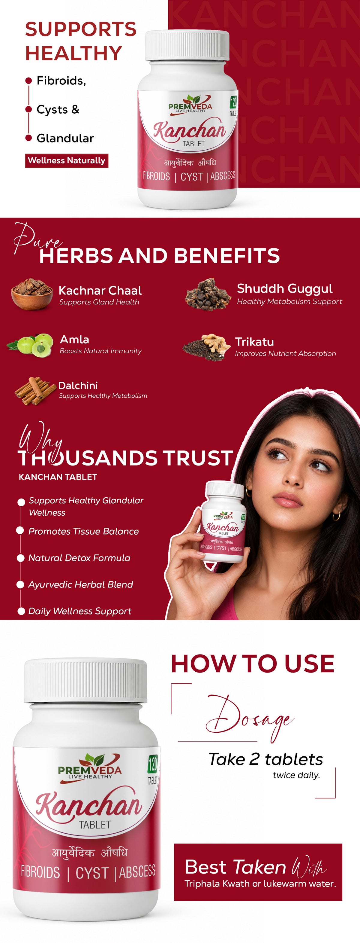 Kanchan Tablet – Ayurvedic Support for Fibroid, Cyst & Internal Swelling Relief